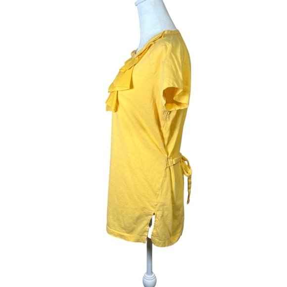 Isaac Mizrahi Live Yellow Tunic Top Ruffle Tie Casual Pullover 100% Cotton Small - Picture 5 of 8
